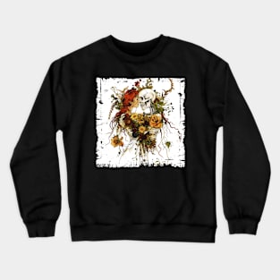 Vintage Botanical Illustration Girl Skeleton Crewneck Sweatshirt